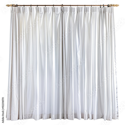 Isolated Blackout Curtains with Pleated Design Without Background.