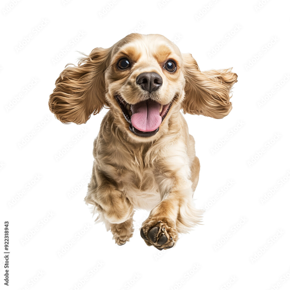 Apex Cocker Spaniel running, full body shot, isolated on white background Apex Cocker Spaniel running, full body shot, isolated on white background