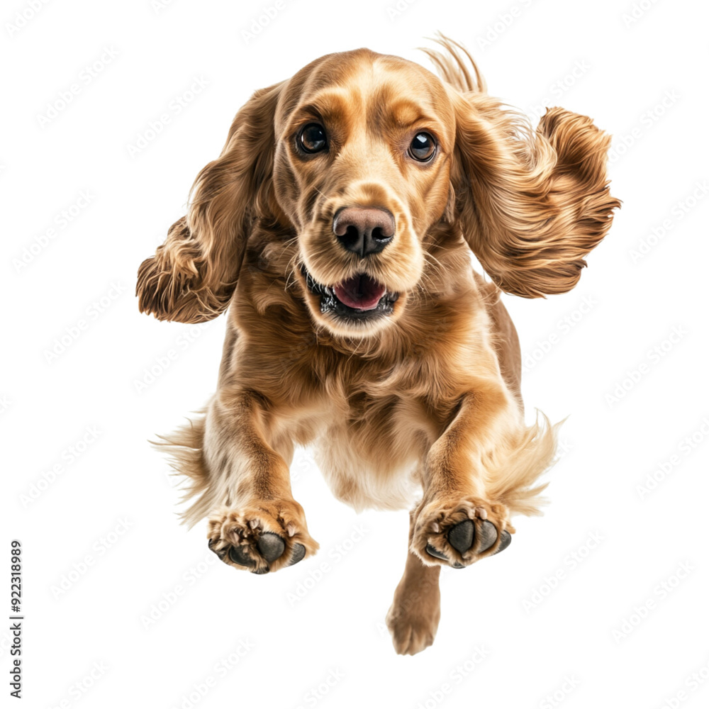 Apex Cocker Spaniel running, full body shot, isolated on white background Apex Cocker Spaniel running, full body shot, isolated on white background
