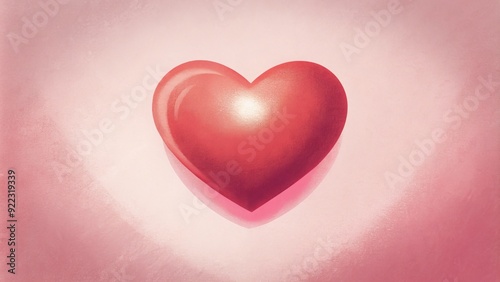 Soft pink heart glowing warmly on a gentle background.