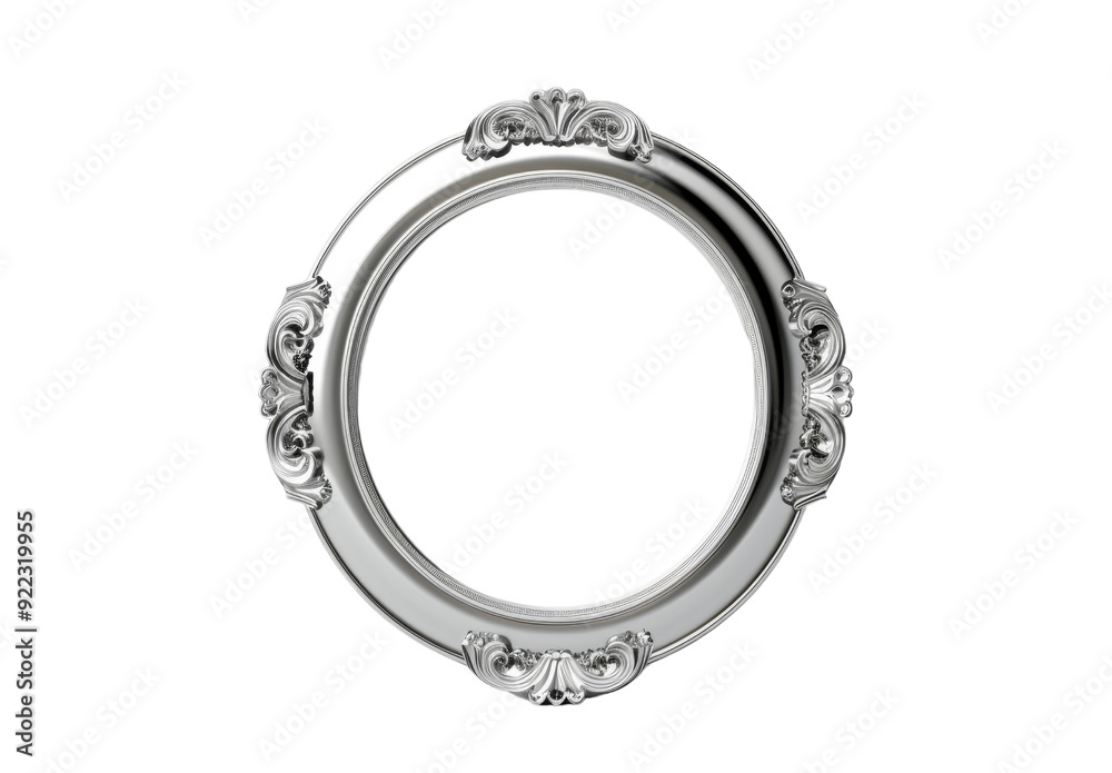 Elegant Silver Picture Frame with Decorative Floral Design Isolated. Elegant Silver Picture Frame with Decorative Floral Design Isolated.