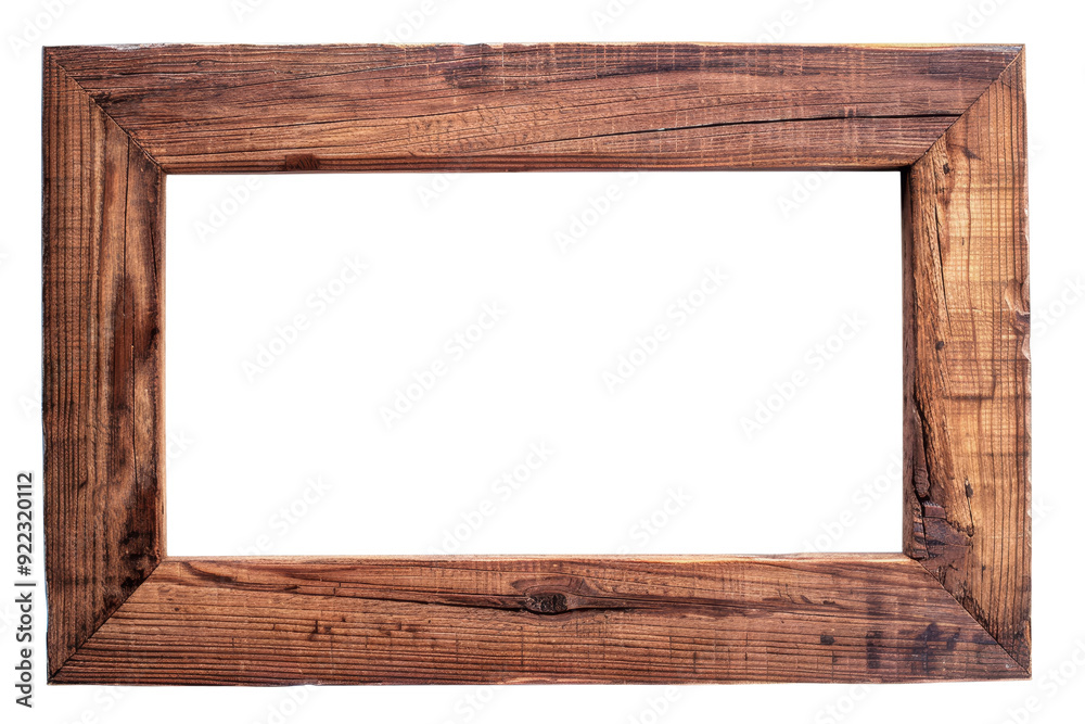 Rustic Wooden Frame Isolated Without Background for Photos or Art. Rustic Wooden Frame Isolated Without Background for Photos or Art.