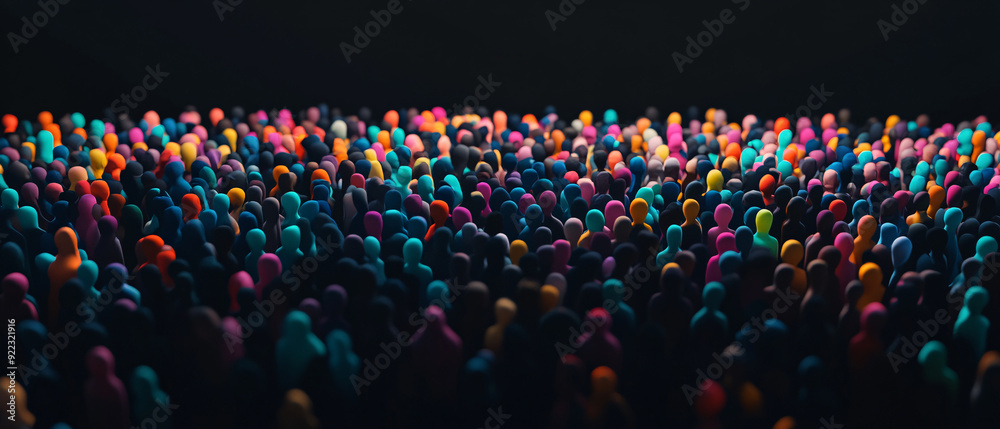 Fototapeta premium Abstract Colorful Crowd of People Social Gathering Illustration, Abstract Colorful Crowd of People Social Gathering Illustratio