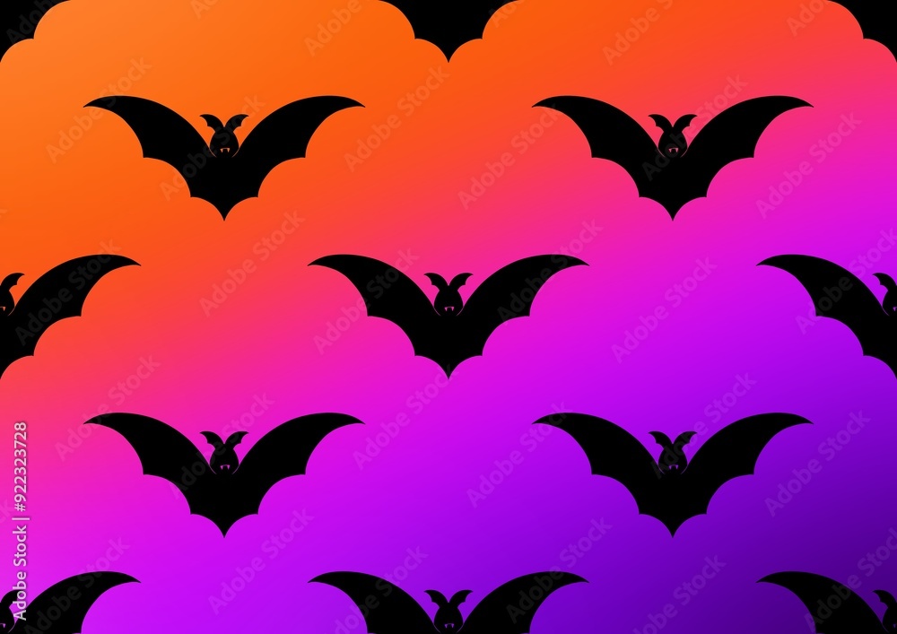 Fototapeta premium Seamless pattern with bats. Halloween rainbow pattern. Bat pattern. Autumn mood. Terribly. Boo
