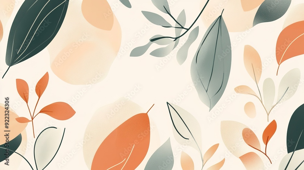 Abstract illustration of leaves and foliage in earthy tones on a light background