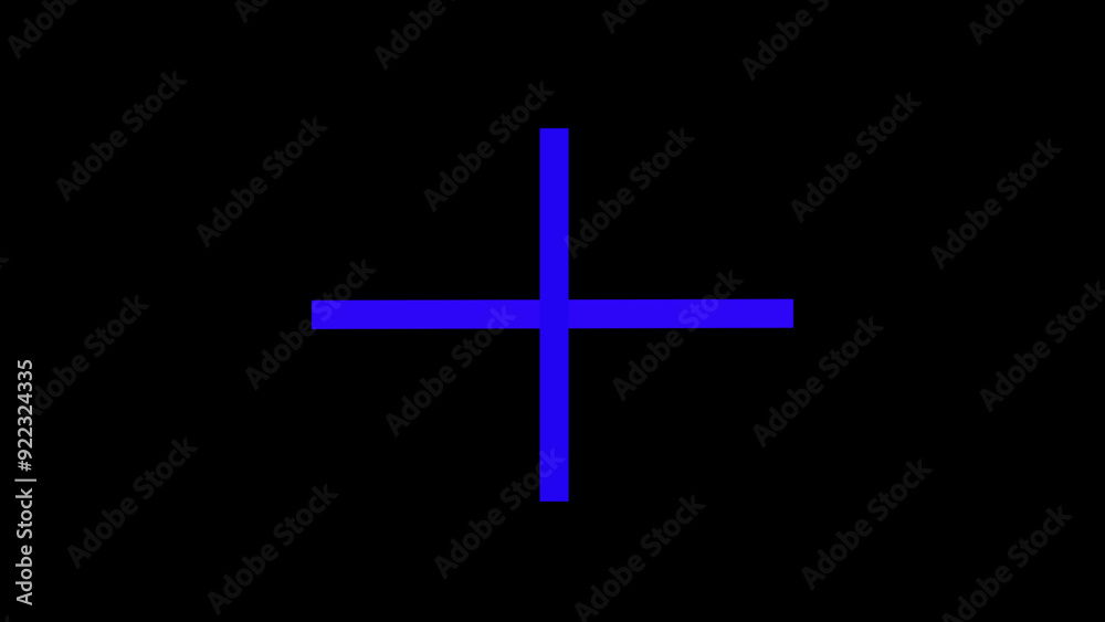Fototapeta premium Blue color cross on a black background. Plus sign. One object. Illustration