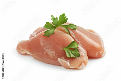 Raw chicken thigh isolated on white background.