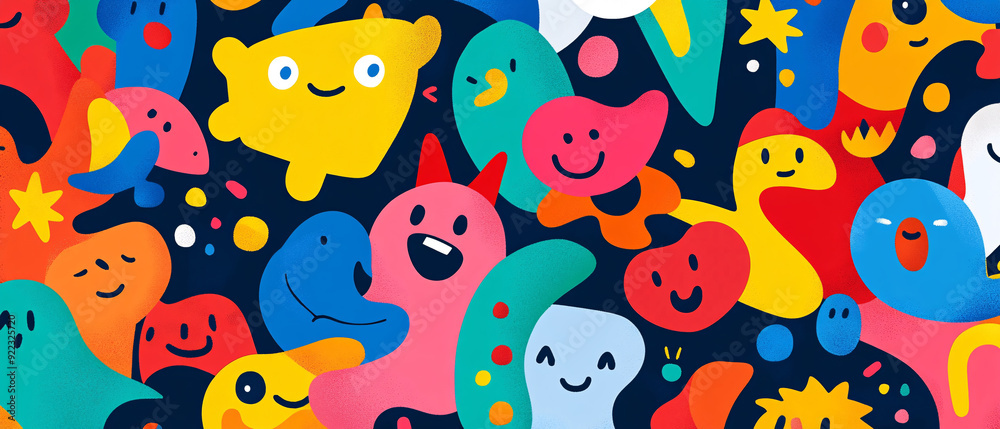 Colorful Abstract Pattern with Smiling Faces and Shapes for Digital Design, Colorful Abstract Pattern with Smiling Faces and Shapes for Digi Colorful Abstract Pattern with Smiling Faces and Shapes for Digital Design, Colorful Abstract Pattern with Smiling Faces and Shapes for Digi
