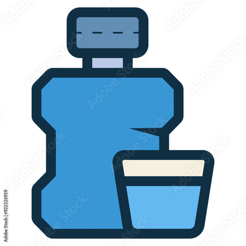 mouthwash and glass drink icon