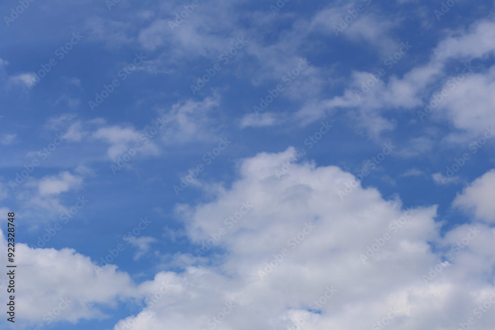 Fototapeta premium Blue sky with white clouds in the daytime background.