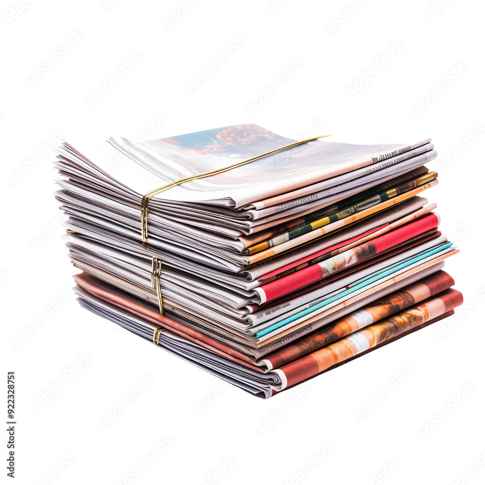 Stack of Magazines Isolated Without Background for Transparency. Stack of Magazines Isolated Without Background for Transparency.