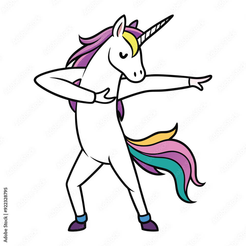 Fototapeta premium Cute Unicorn Clipart, a confident unicorn showing Vector illustration