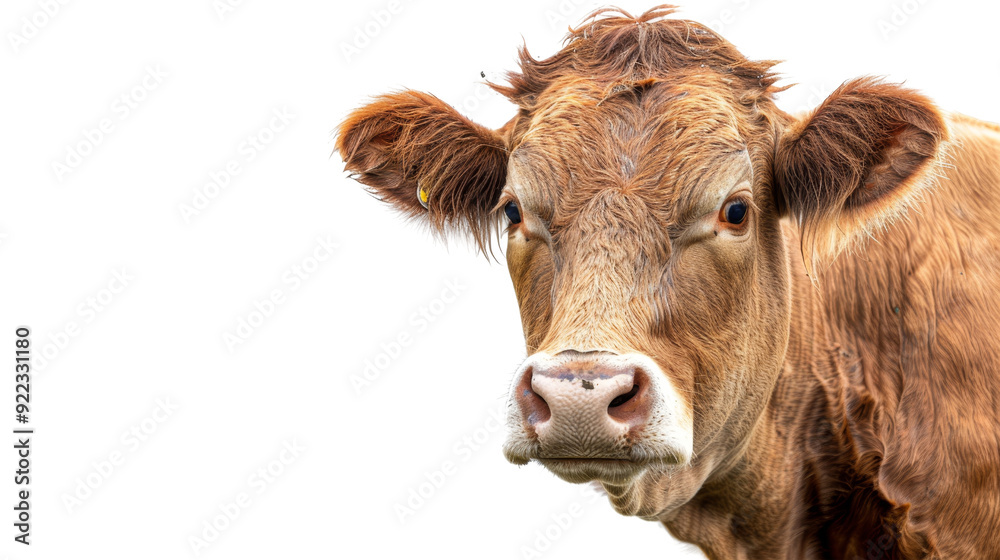 Mature Cow Isolated Without Background, Close-Up Detail of Face. Mature Cow Isolated Without Background, Close-Up Detail of Face.