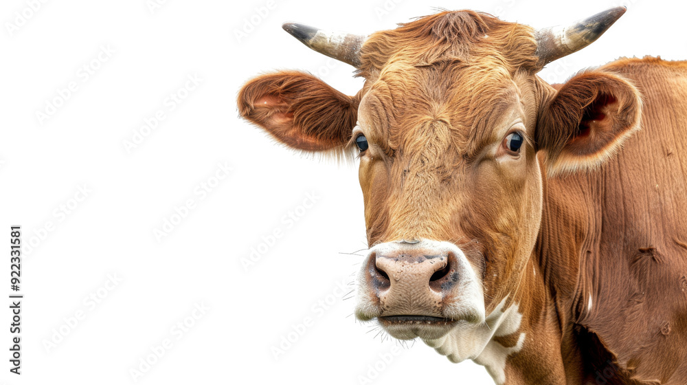 Mature Brown Cow Isolated Without Background in Clear Transparency. Mature Brown Cow Isolated Without Background in Clear Transparency.