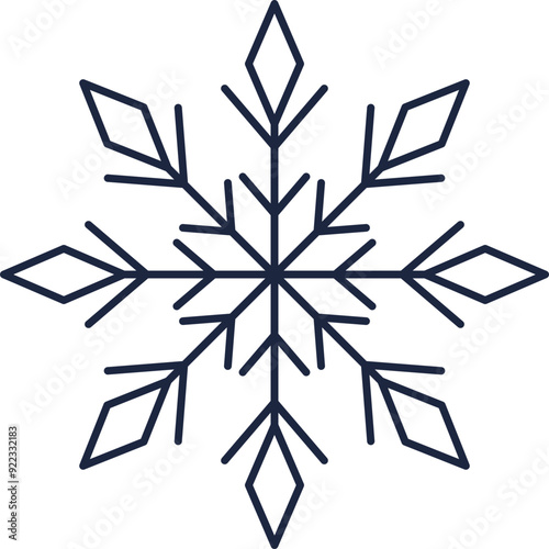 Snowflake icon. Winter symbol. Linear style.