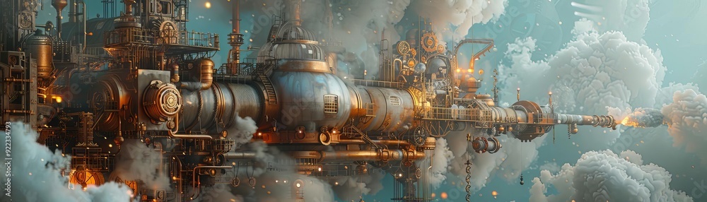 Obraz premium A steampunkstyle machine distributing vaccines, muted colors, intricate design