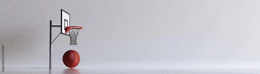 Minimalist basketball, single hoop, white background, clean lines Minimalist basketball, single hoop, white background, clean lines