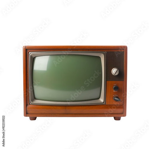 Vintage Wooden Television Set Isolated Without Background.