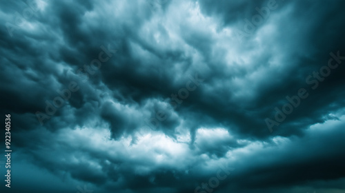 ominous clouds gathering in the sky, signaling an approaching storm, with dramatic lighting and a sense of power