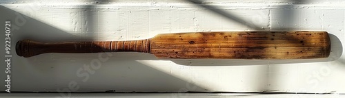 Minimalist cricket, single bat, white background, natural light