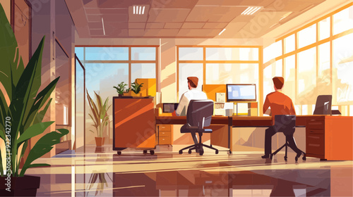 Office Manager Background - Working Business Vector People Design