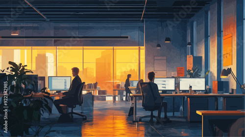 Office Manager Background - Working Business Vector People Design