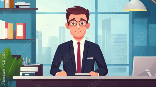 Office Manager Background - Working Business Vector People Design