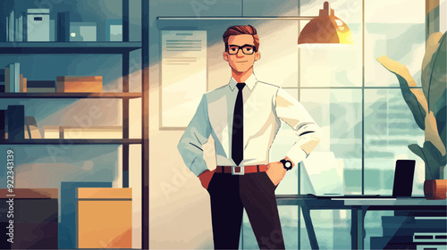 Office Manager Background - Working Business Vector People Design