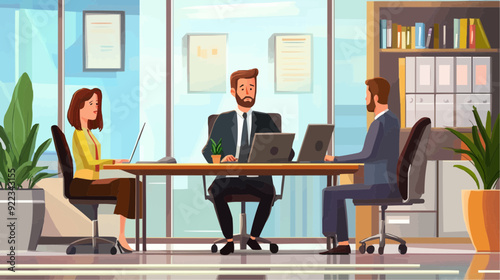 Office Manager Background - Working Business Vector People Design