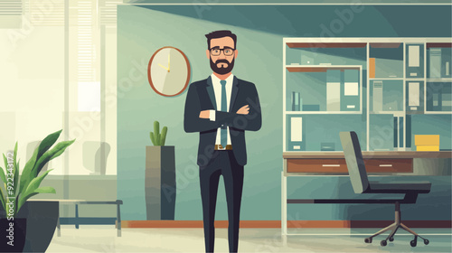 Office Manager Background - Working Business Vector People Design