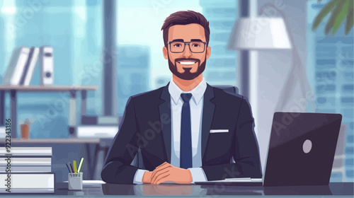 Office Manager Background - Working Business Vector People Design