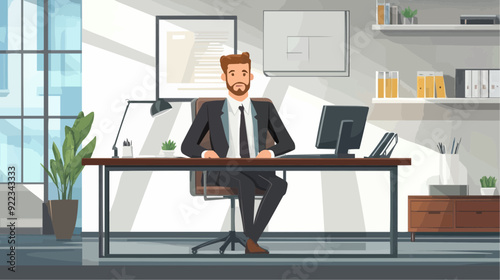 Office Manager Background - Working Business Vector People Design