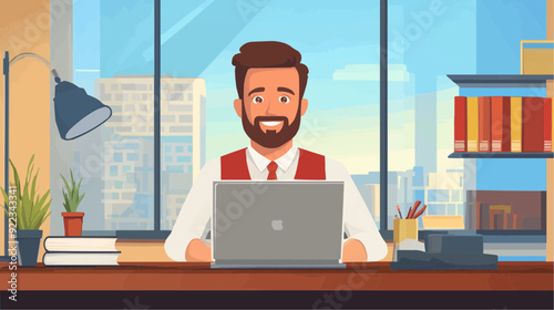 Office Manager Background - Working Business Vector People Design