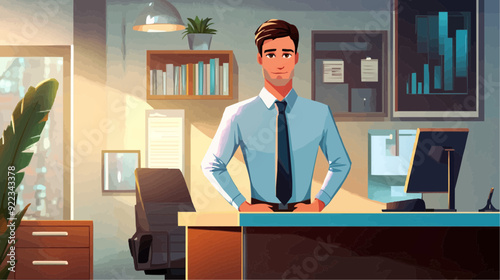 Office Manager Background - Working Business Vector People Design