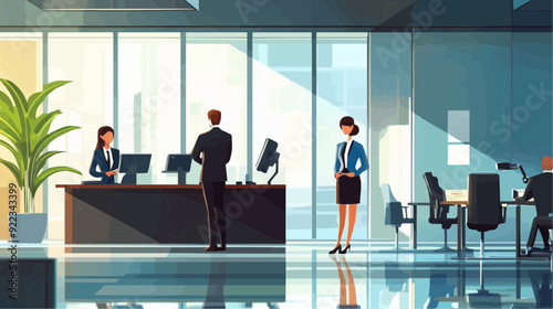 Office Manager Background - Working Business Vector People Design