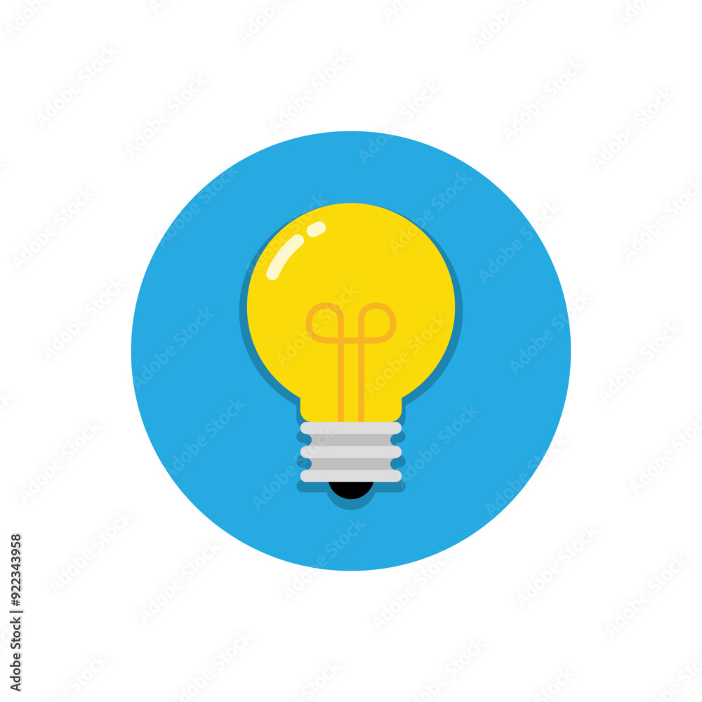 Light bulb, lamp flat icon on blue circle Light bulb, lamp flat icon on blue circle
