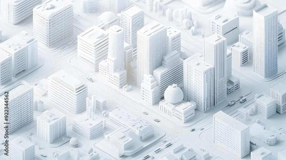Fototapeta premium Towering Cityscape:A Geometric and Architectural Masterpiece Capturing the Essence of a Modern