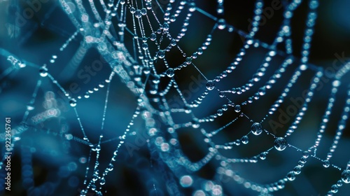 Droplets on spider webs with water drops