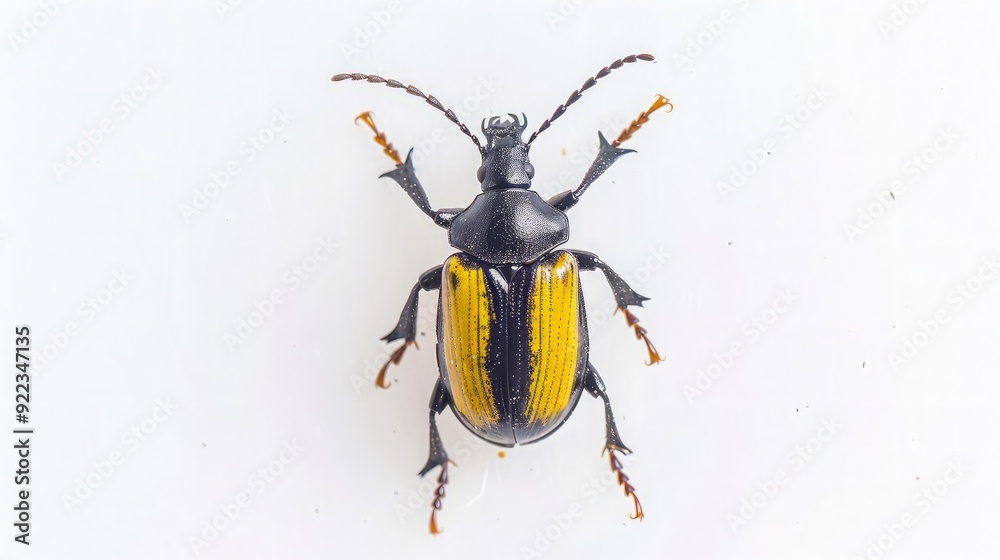 Yellow Striped Beetle on White Background Yellow Striped Beetle on White Background