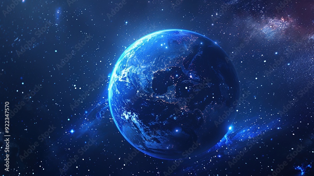 Obraz premium Earth from Space with Starry Milky Way