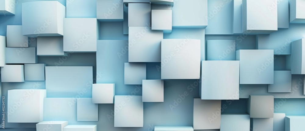 3D-rendered abstract composition featuring squares and cubes, perfect for modern posters, covers