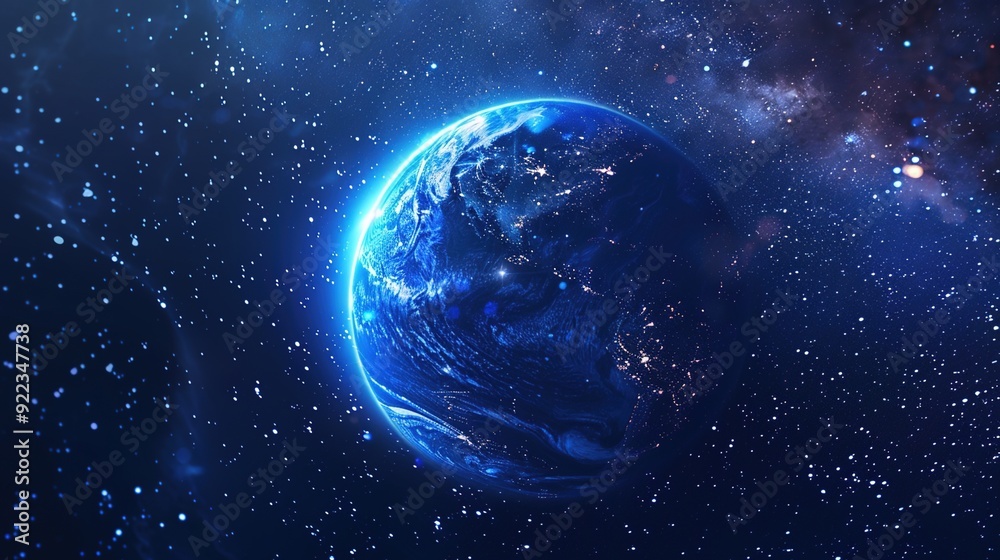 Fototapeta premium Earth from Space with Starry Milky Way