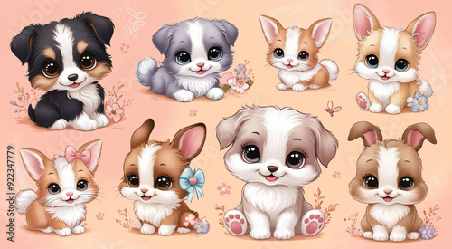 Adorable and charming animals with big eyes, ai generated