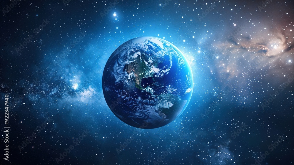 Earth from Space with Starry Milky Way Earth from Space with Starry Milky Way