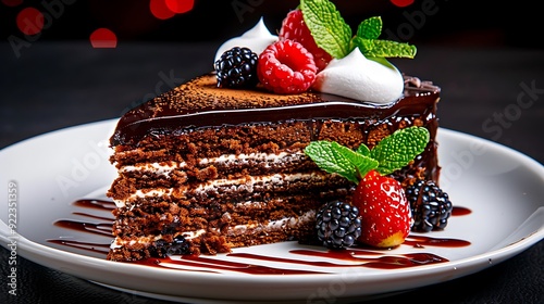 Decadent Sacher torte, Viennese chocolate cake, no shadows, no text on picture, no logo, no signature, no human body, no people, no plants, 