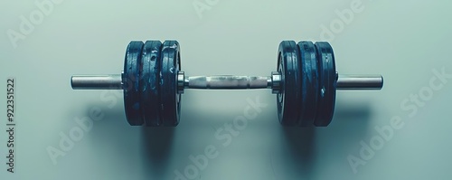 Minimalist weightlifting, single weight, white background, natural light