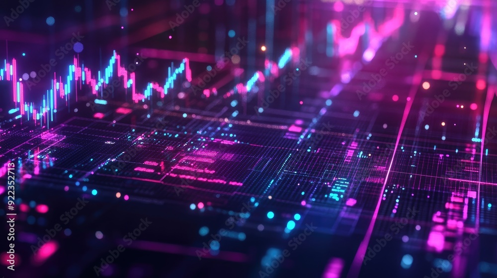 Abstract digital financial chart with futuristic glowing lines and data pointsd Abstract digital financial chart with futuristic glowing lines and data pointsd