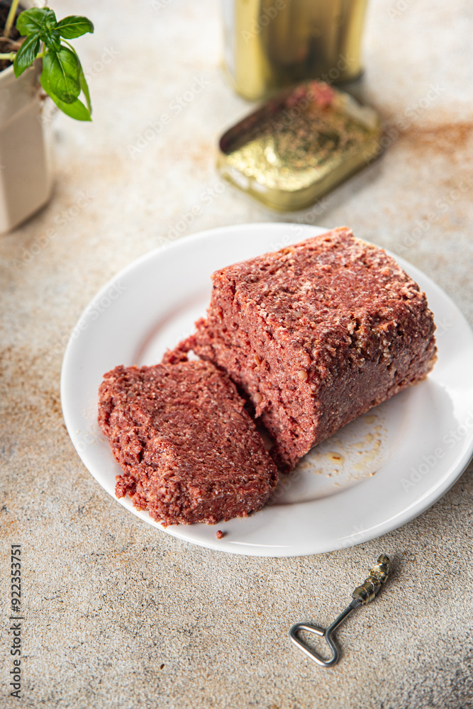 ham spam luncheon canned meat fresh meal food snack on the table copy space foodbackground rustic top view ham spam luncheon canned meat fresh meal food snack on the table copy space foodbackground rustic top view