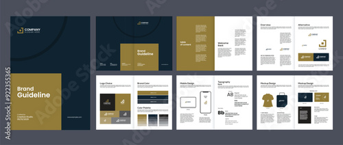 brand guideline portfolio template, brand identity brochure cover leaflet layout, logo brand