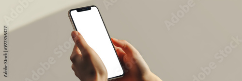Photo of female hands with smartphone. Mock-up. Isolated screen. PNG